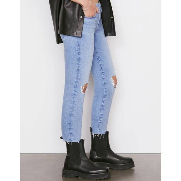 FRAME Le Garcon Crop Cebu Rips Mid Rise Straight Fit Distressed 29 NEW NWT - Picture 4 of 5